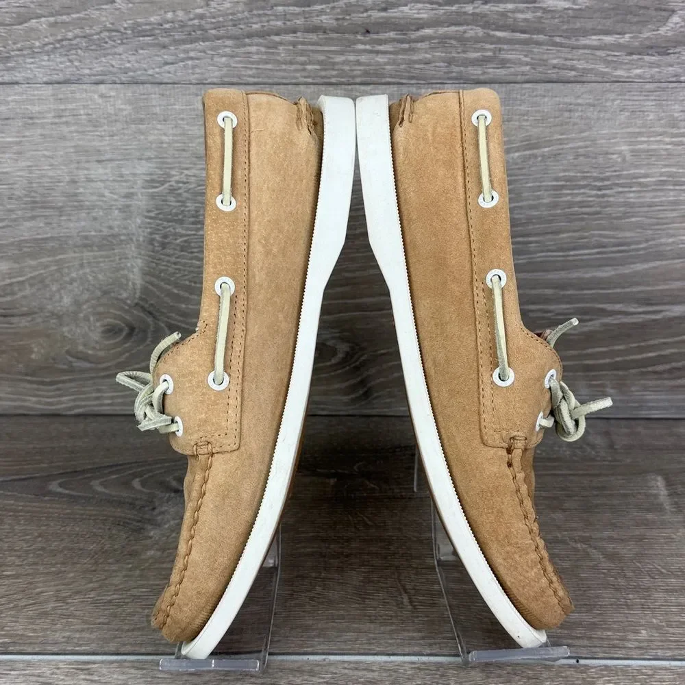 Sperry Top Sider Authentic Original Women’s Sz 8.5 Tan Leather 2-Eye Moccasins